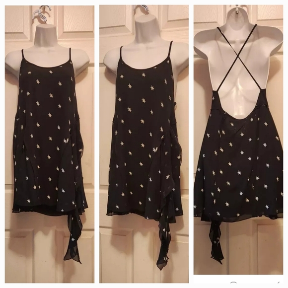 Re/Done "The 80's" Flirty Star Print Silk Mini Dress M NWT - Picture 4 of 7